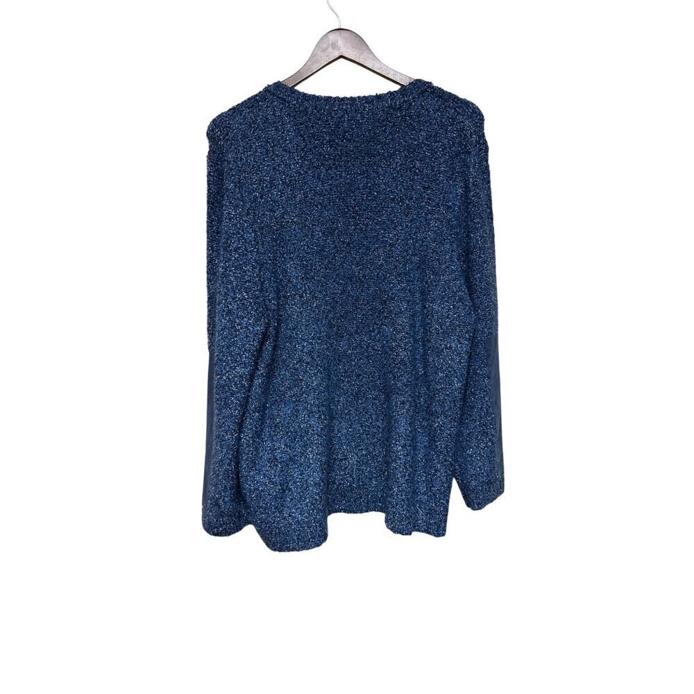Jones New York Women's Sweater Jacket Zip Asymmetrical Blue Suede Detail 3X - Picture 4 of 11